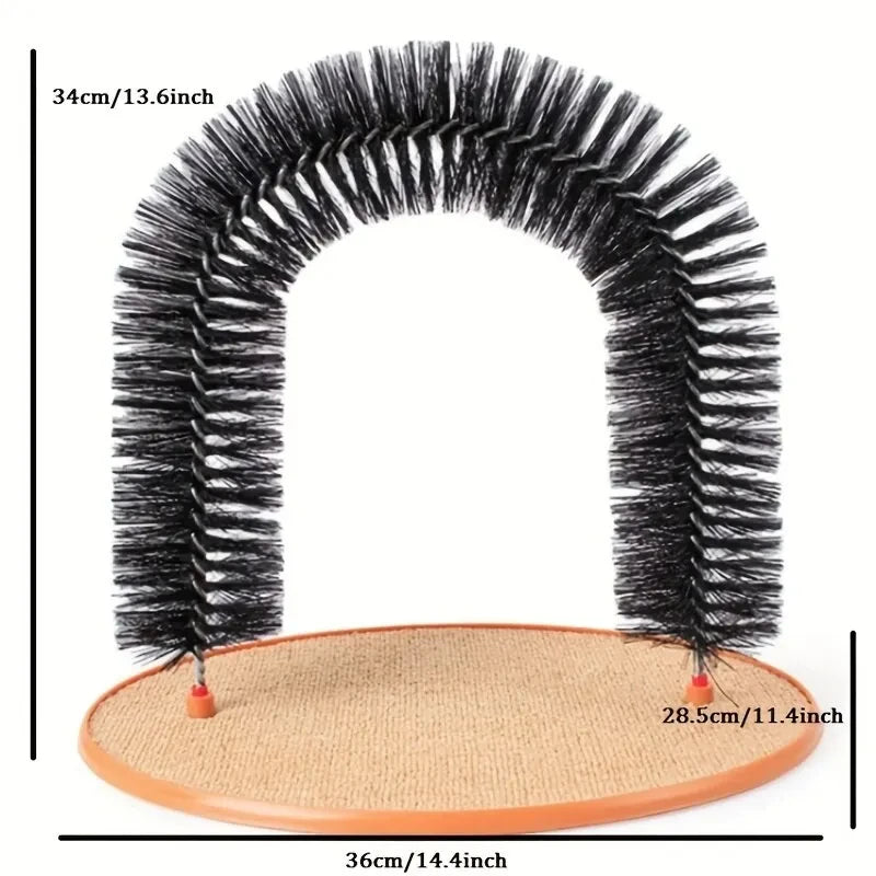 Arche de toilettage pour chat avec brosse et grattoir