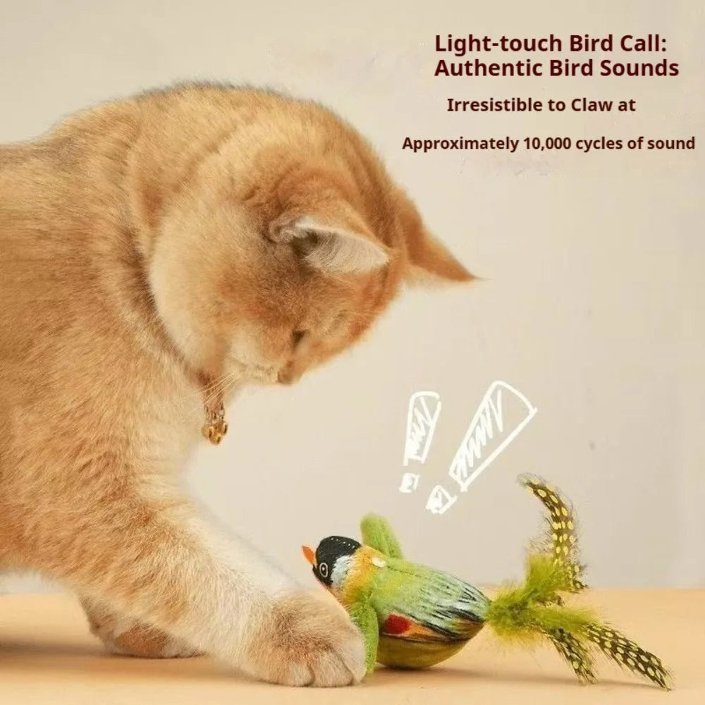Jouet suspendu pour chat avec plume et bruit d’oiseau
