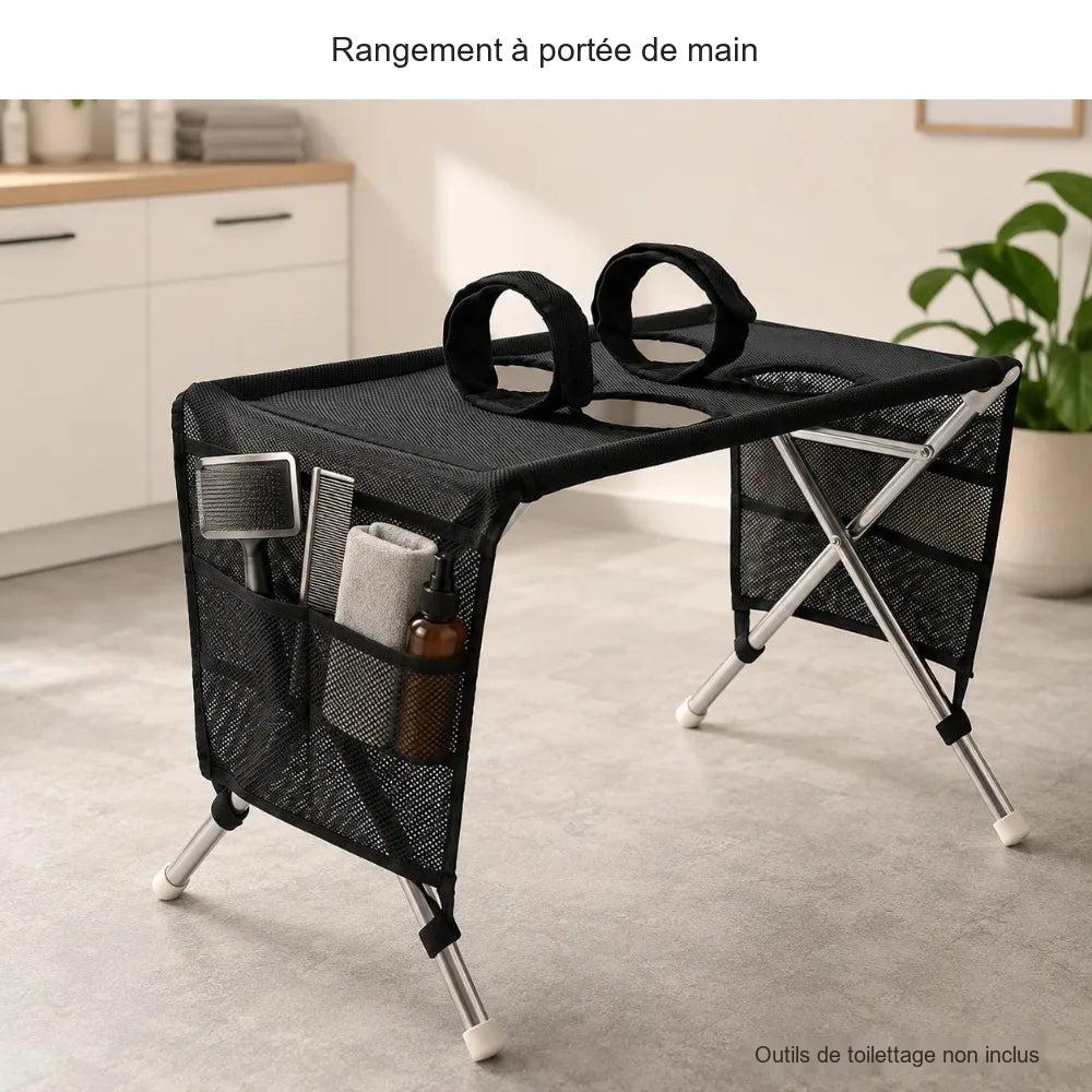 Table de toilettage portable pour chien — visuel en français