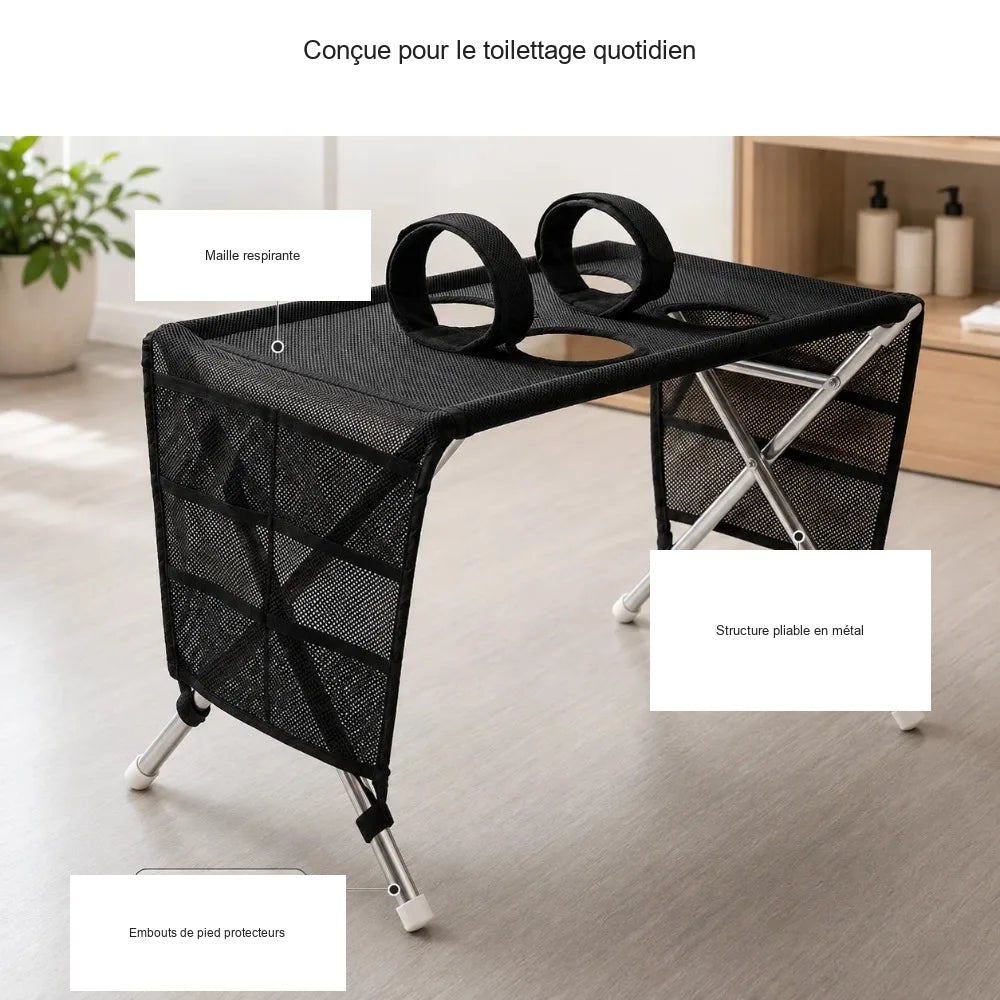 Table de toilettage portable pour chien — visuel en français