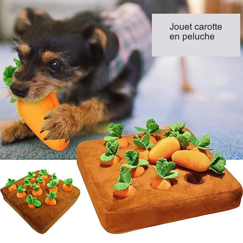 Tapis de fouille avec carottes en peluche pour chien