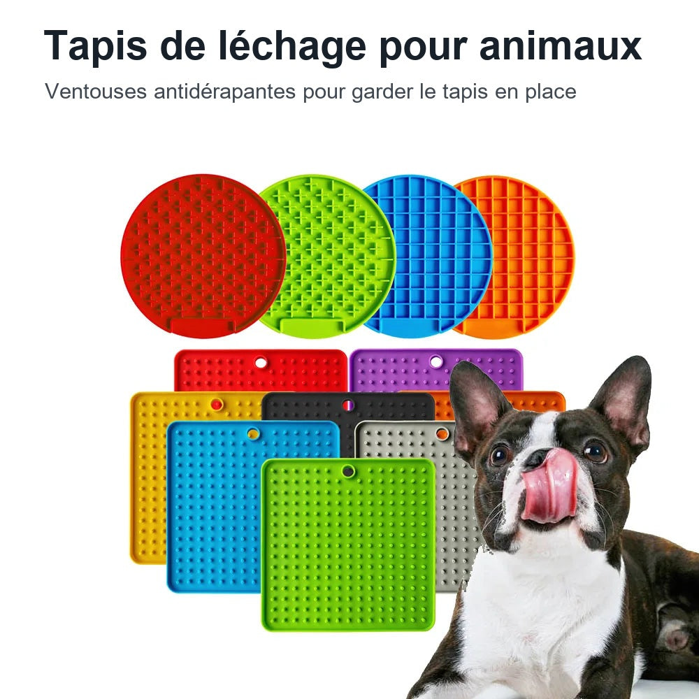 Tapis de léchage multicolore avec ventouses antidérapantes