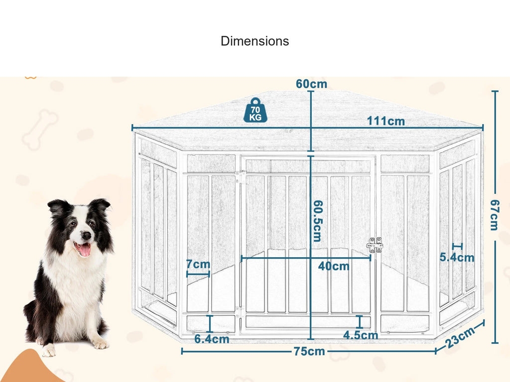Dimensions de la cage d’angle pour chien